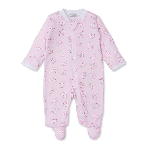 Kissy Kissy Girl's‎ Fleecy Sheep Full-Zip Footie 3-6M Light Pink Pima Cotton - Picture 1 of 7